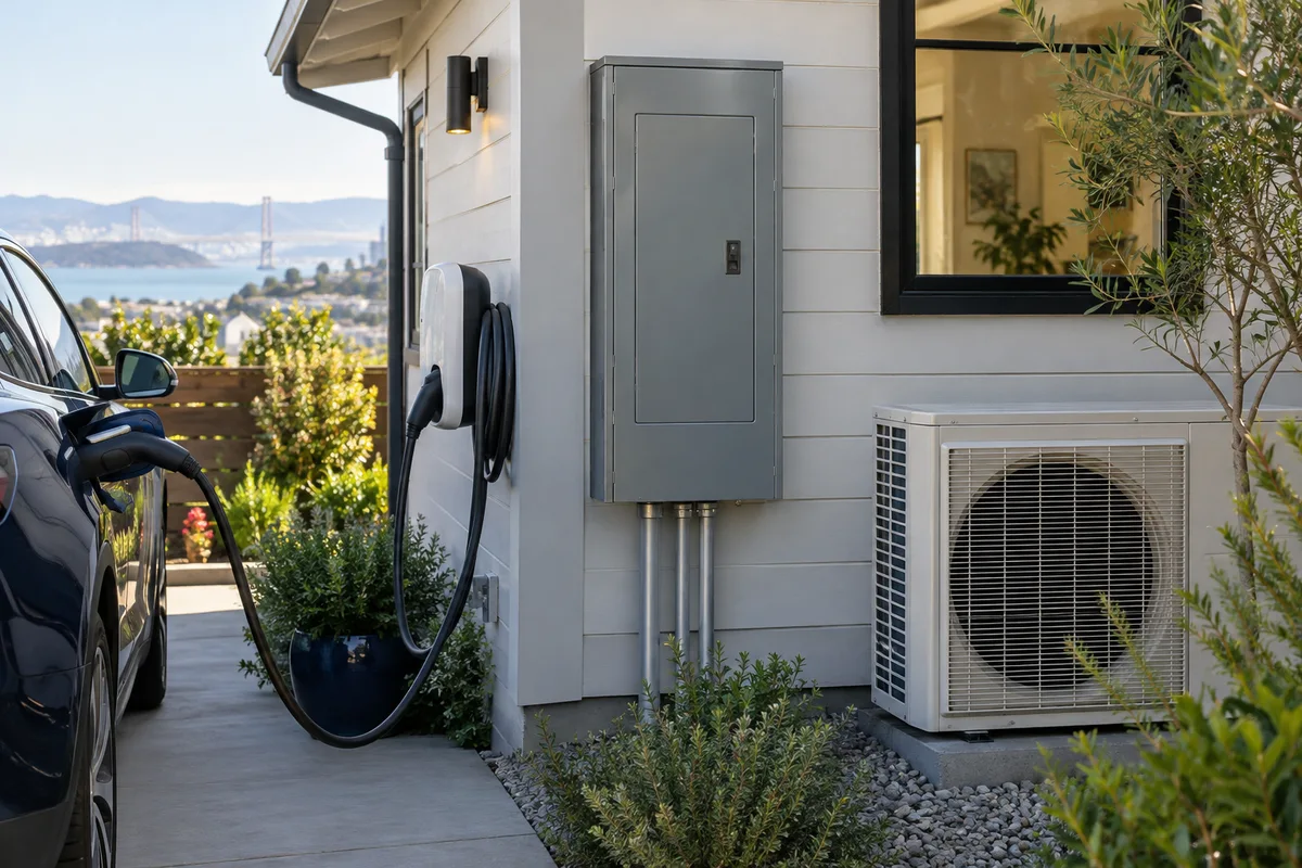 Compact Bay Area home with closed existing panel.